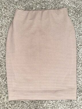 Charlotte Russe Beige Ribbed Pencil Skirt